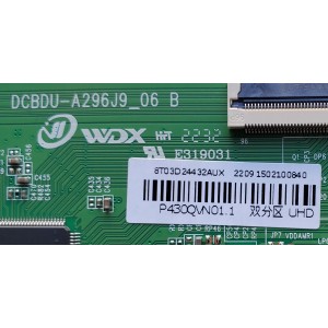 T-CON PARA TV / NUMERO DE PARTE 8T03D2432AUX / DCBDU-A296J9_06 B / P430QVN01.1 / 1202100840	